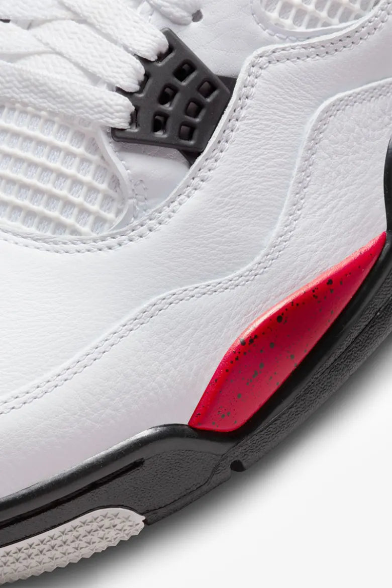 A close up of the Air Jordan 'Red Cement' sneakers.