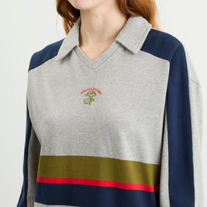 Damson Madder Verity V-Neck Rugby Shirt Grey – END.