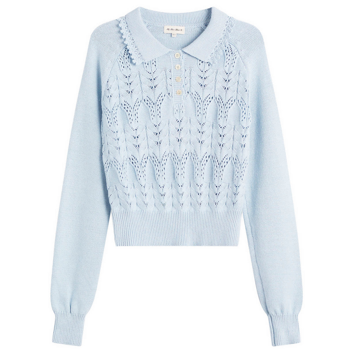 My Mum Made It Buttoned Lace Knit Pullover