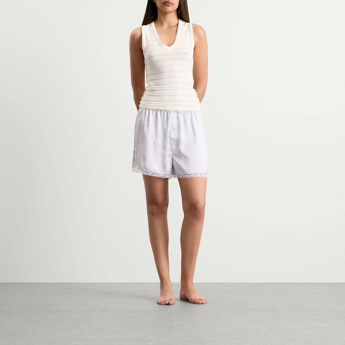Skims Woven Shine Boxer With Lace