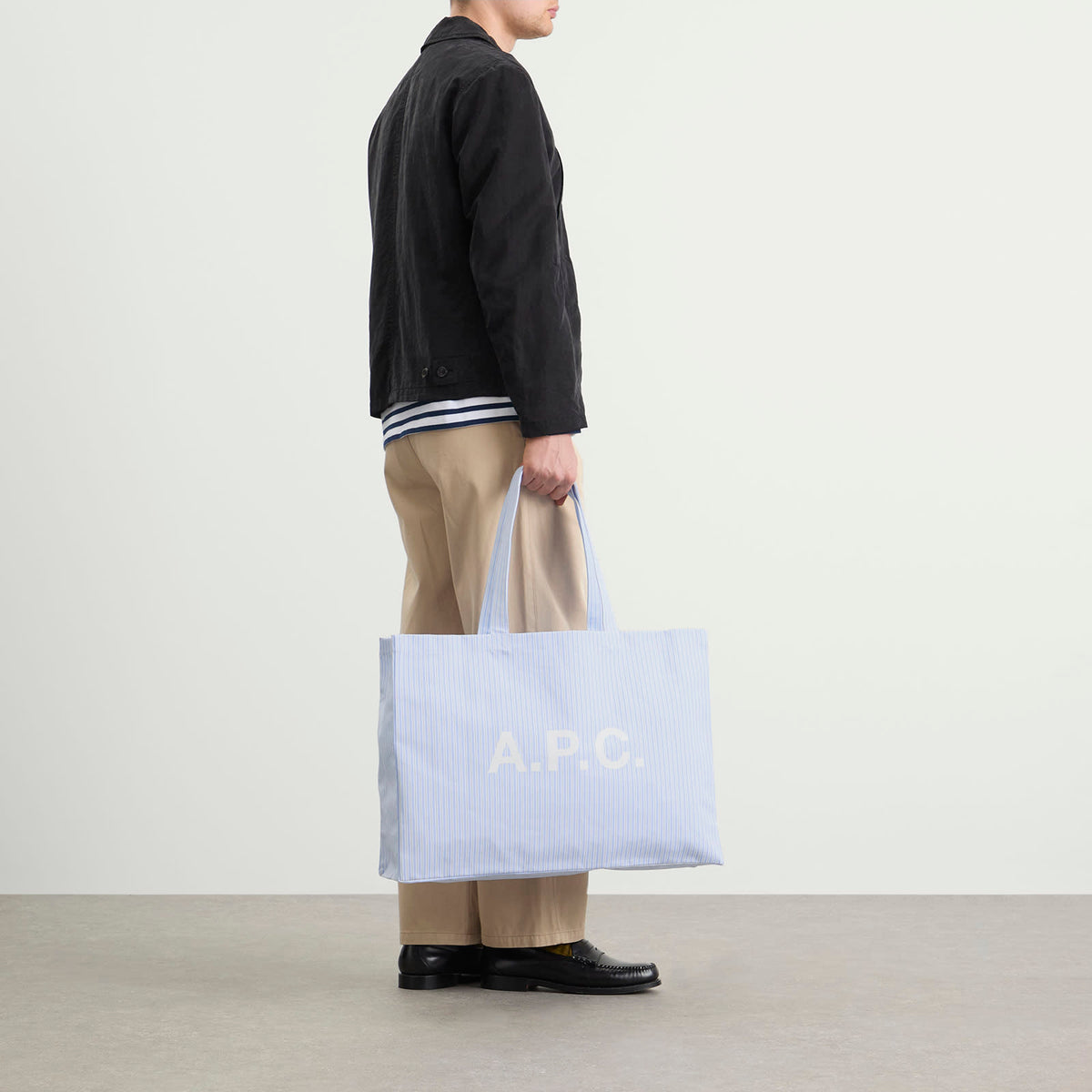 A.P.C. Striped Poplin Diane Shopping Tote