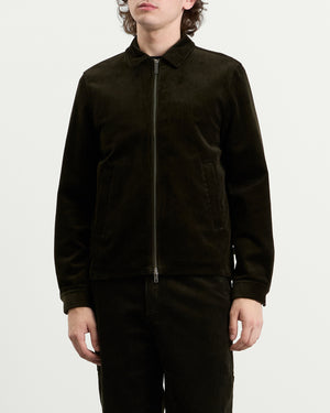 Les Deux Corduroy Zipper Coach Jacket Rosin Green – END.