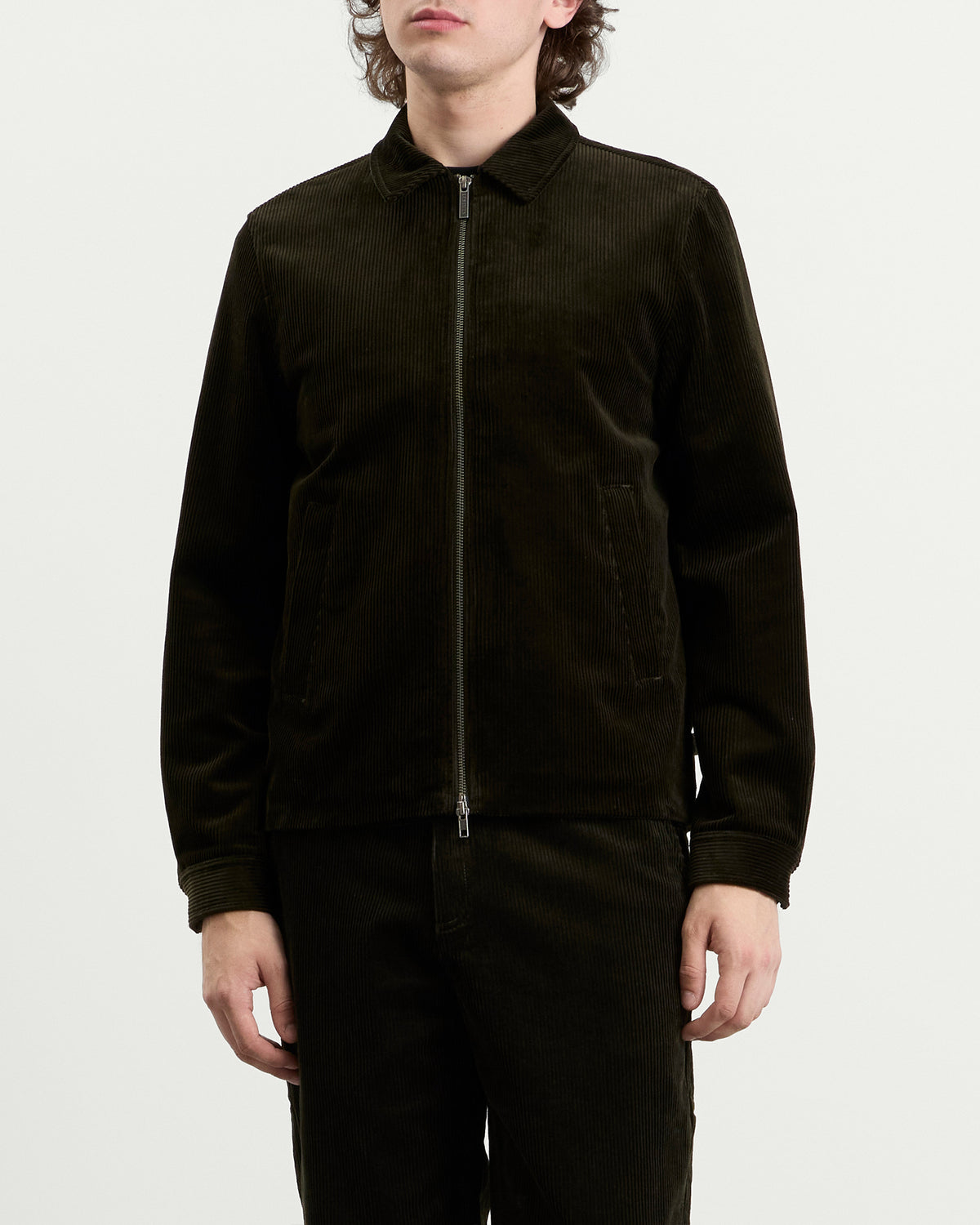 Les Deux Corduroy Zipper Coach Jacket