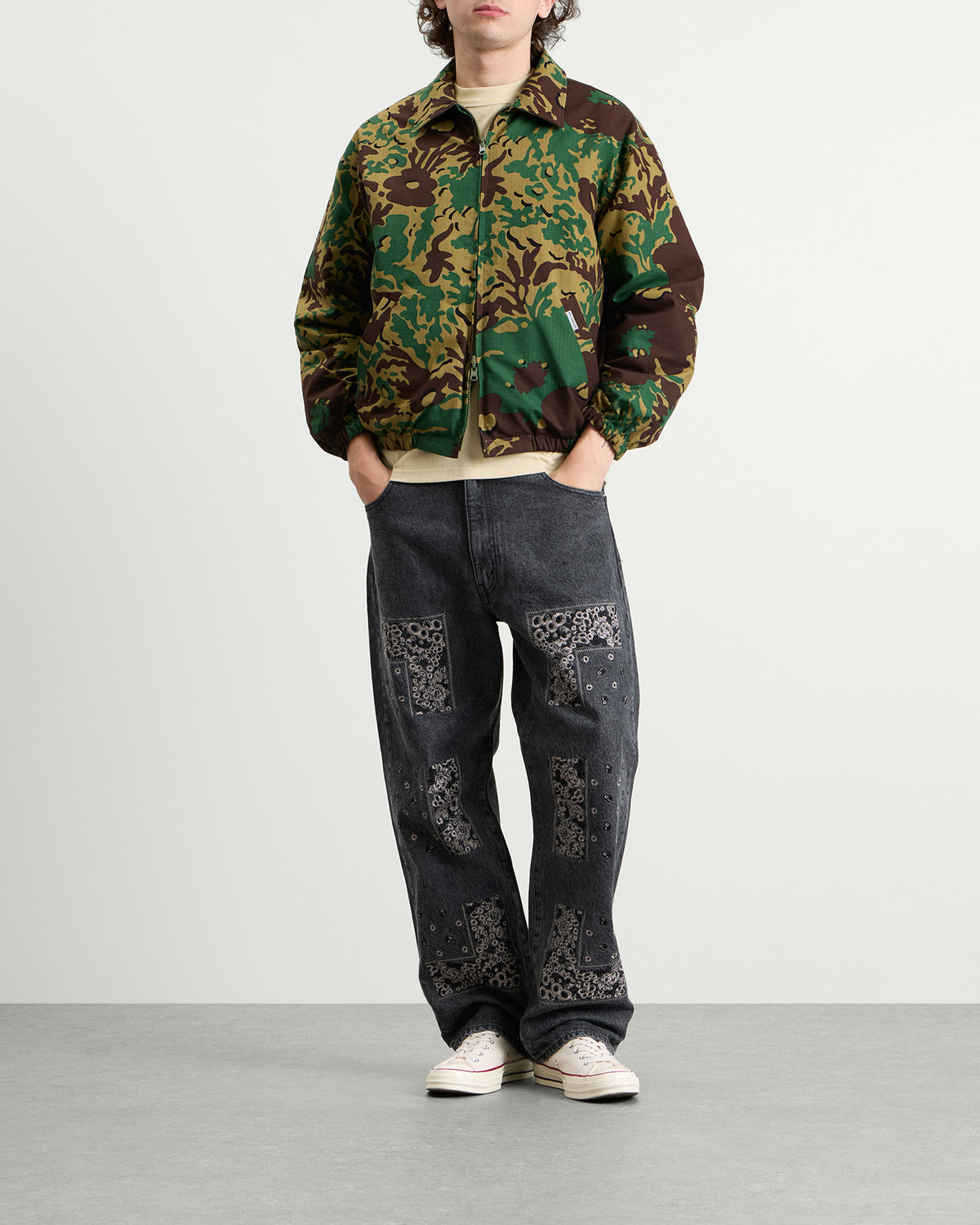 NOMARHYTHM TEXTILE Camo Flower Reversible Down Puffer Jacket