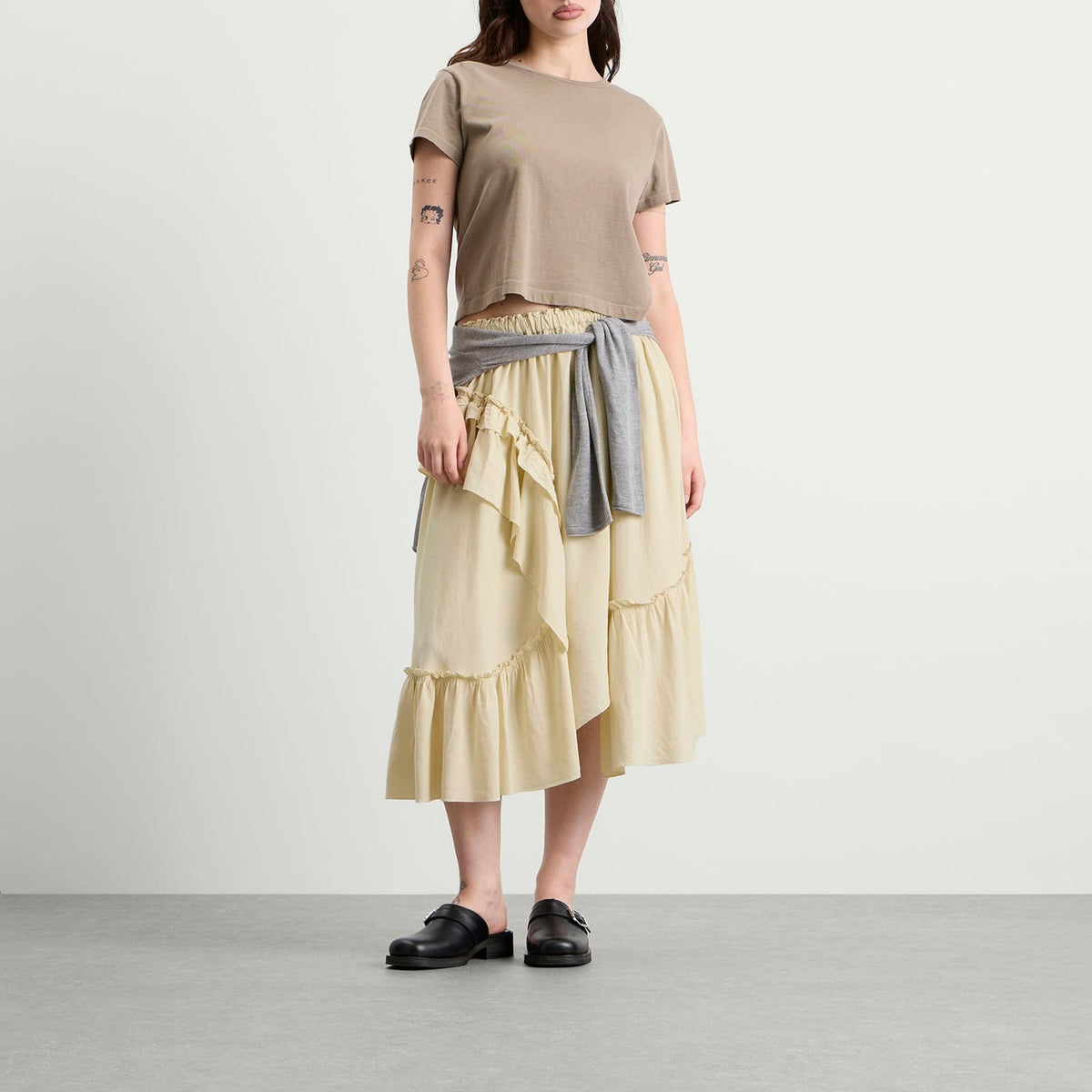 YMC Draped Midi Skirt