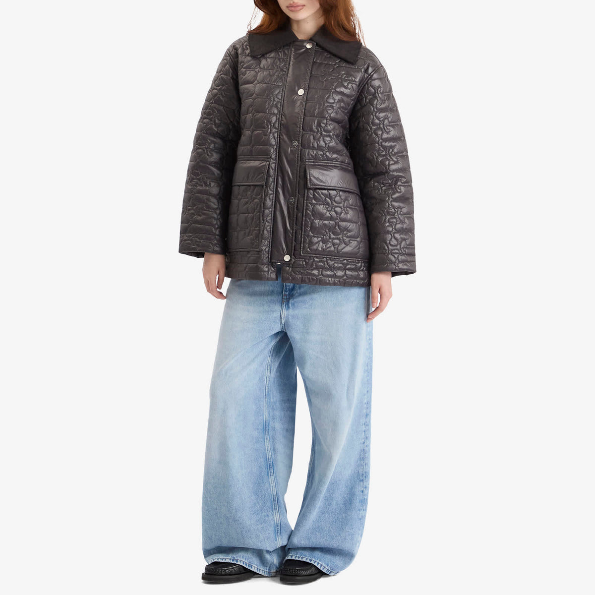 GANNI Shiny Quilt Midi Jacket