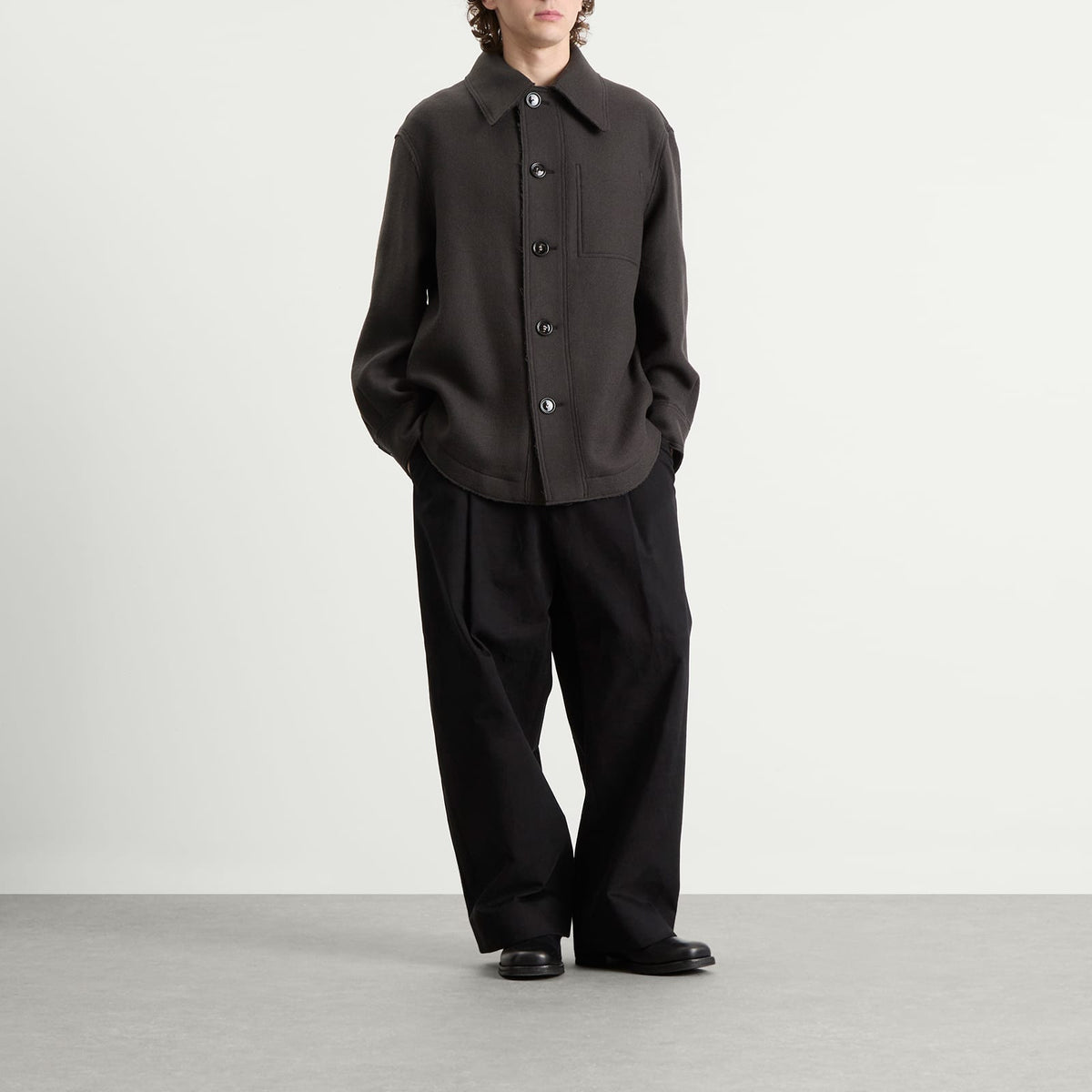 AMI Paris Boiled Wool Gabardine Button-Down Jacket