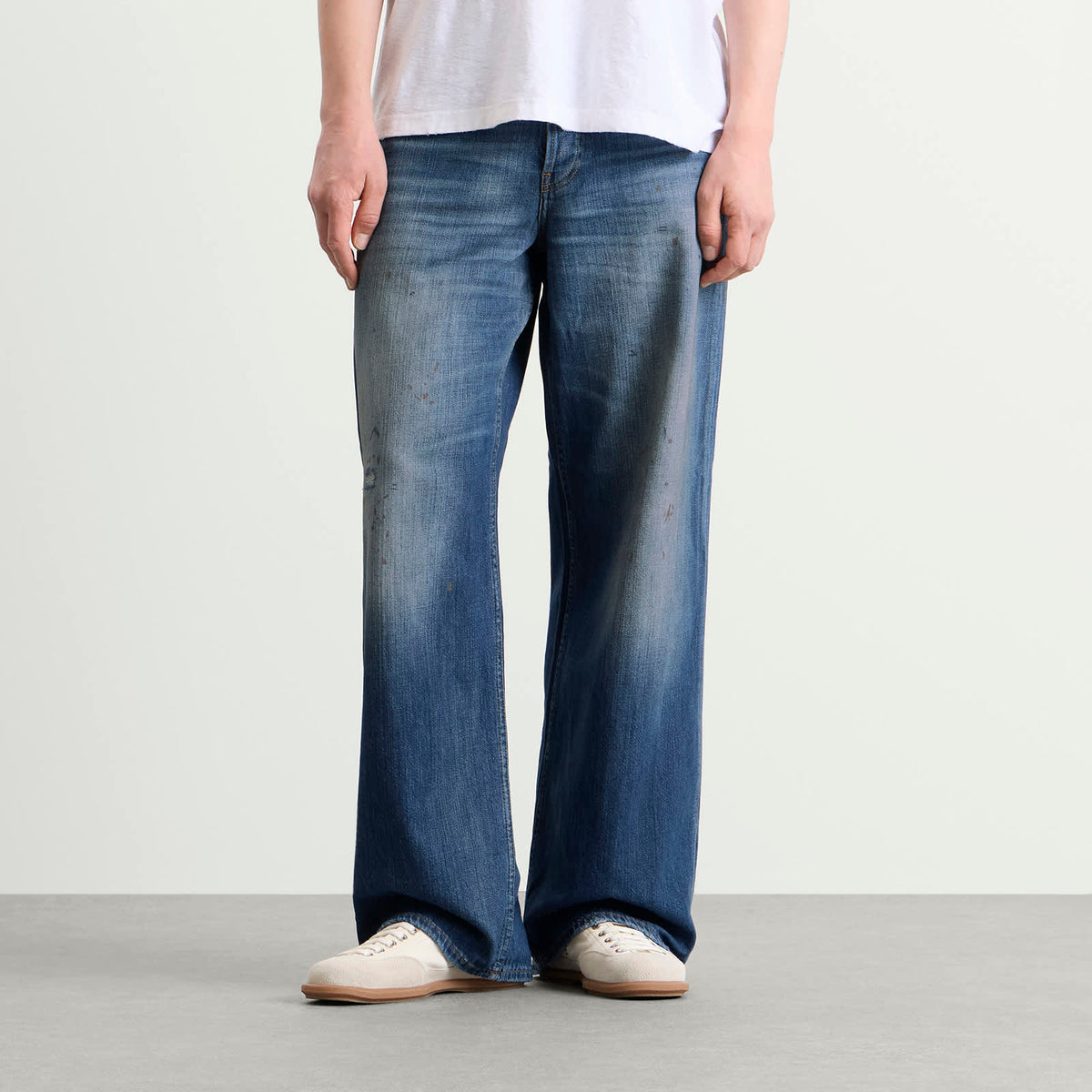 Acne Studios 1981 Mid Blue Trafalgar Wash Wide Leg Jeans