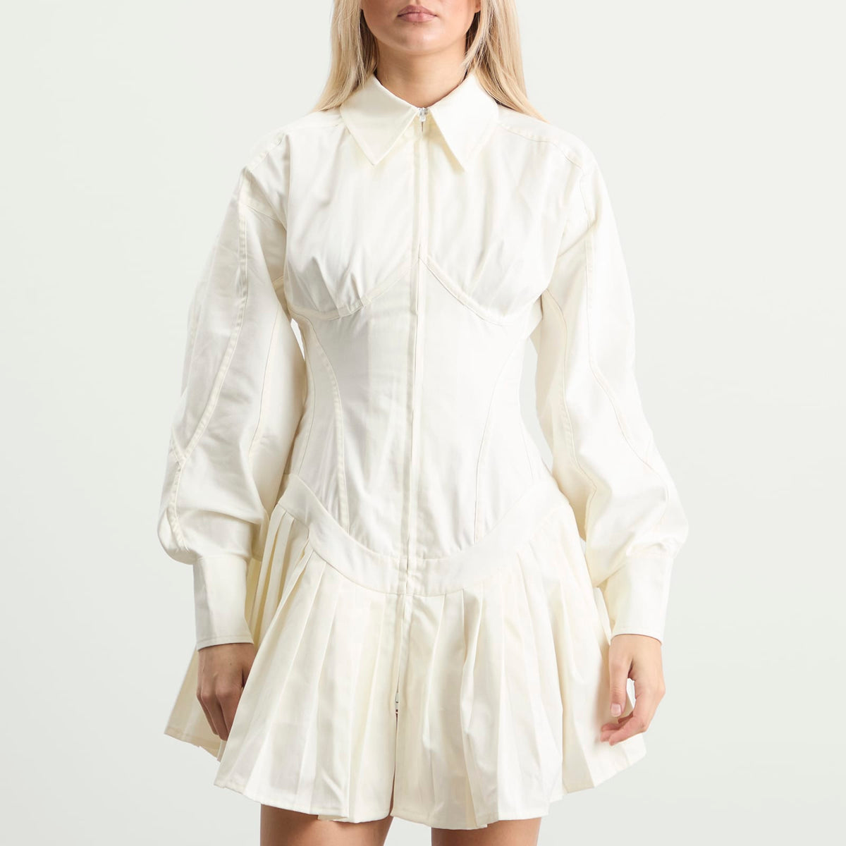 Tolu Coker Contour Bustier Pleated Shirt Dress