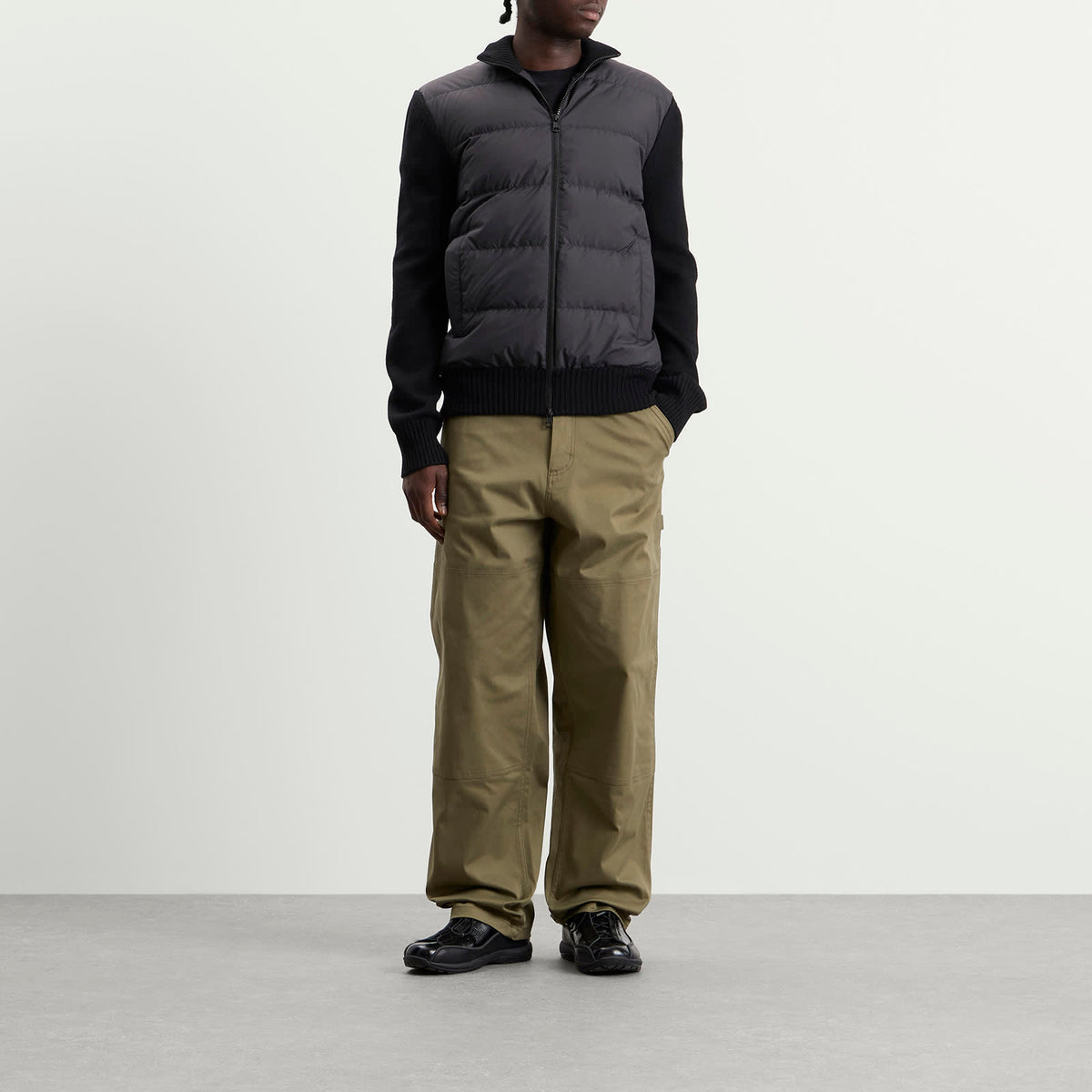Moncler Hybrid Padded Front Wool Zip Jacket