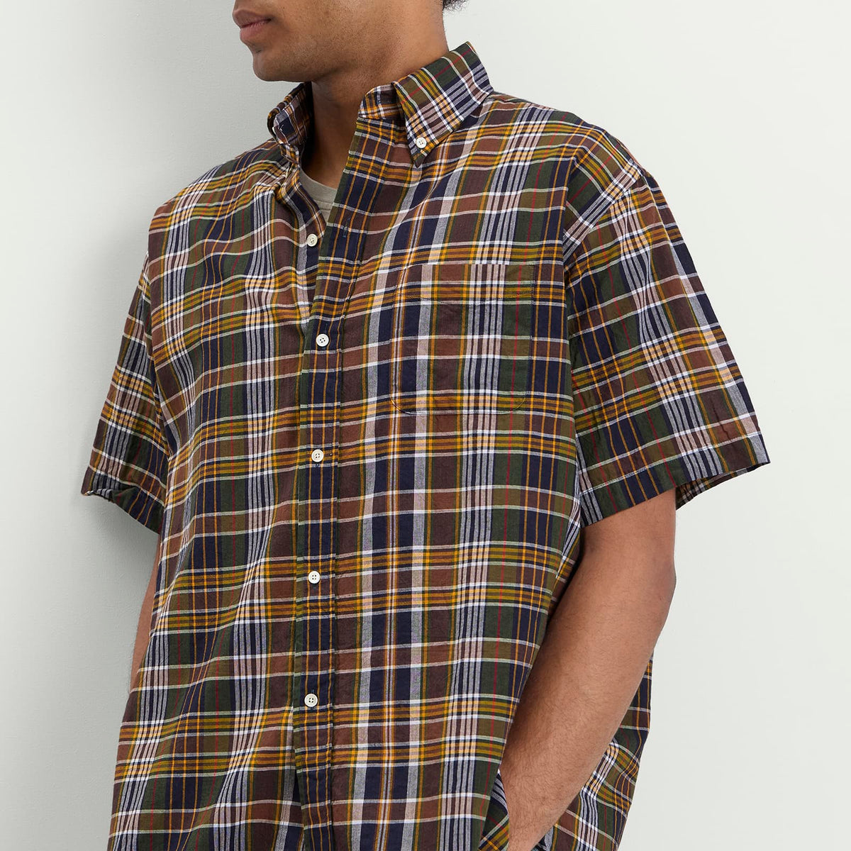 Beams Plus Short Sleeve Button Down Madras Shirt