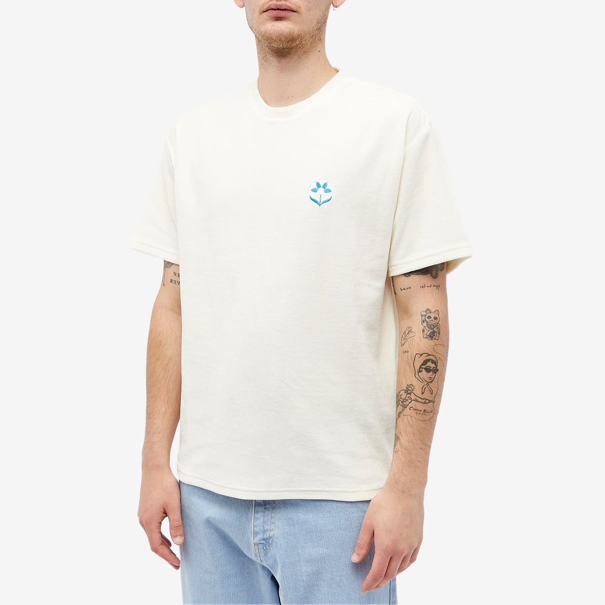 Blue Flowers Velour Logo T-Shirt