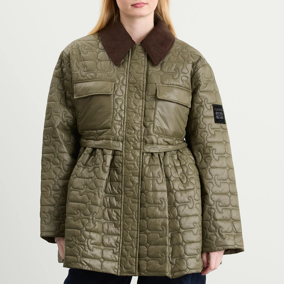 GANNI Shiny Quilt Midi Jacket