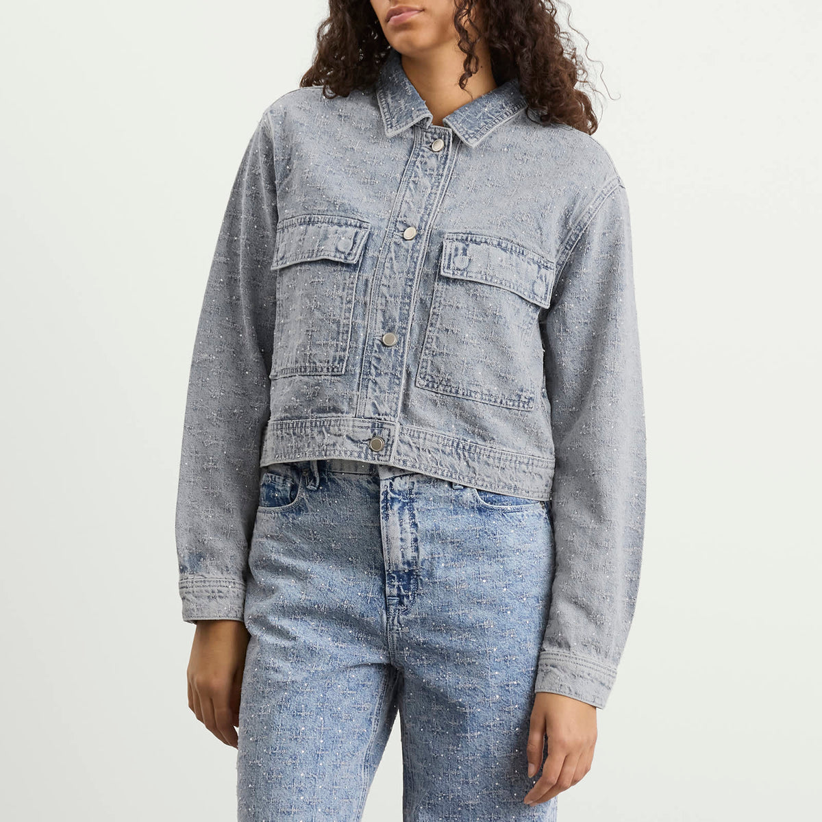Good American Crystal Denim Jacket
