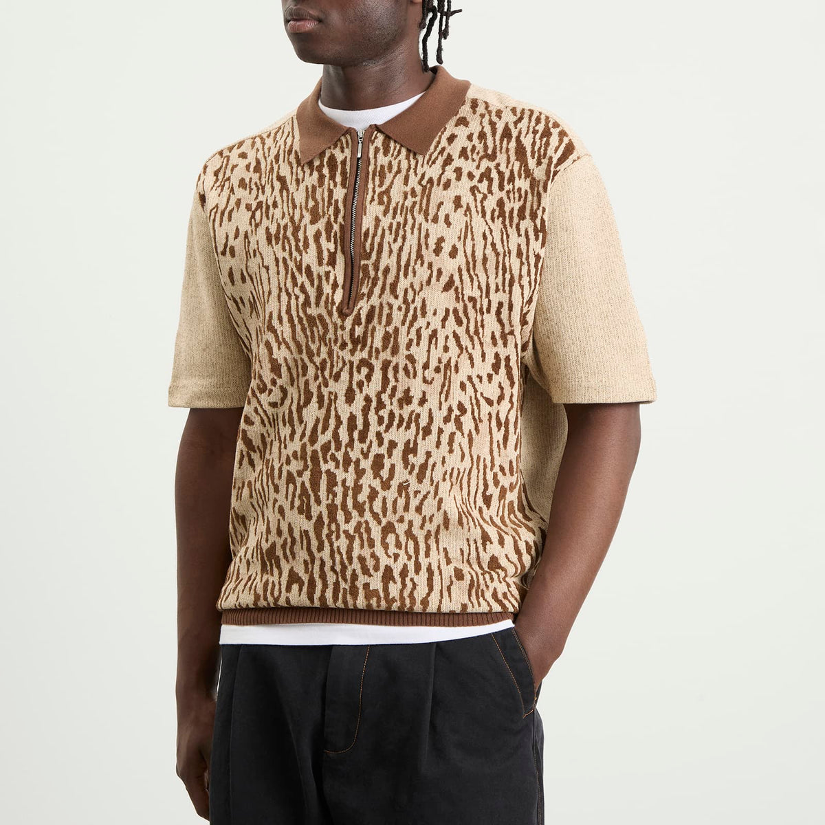 Beams Plus Animal Jacquard Knit Polo