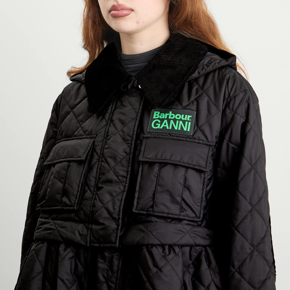 Barbour x GANNI Peplum Zip Off Quilted Jacket