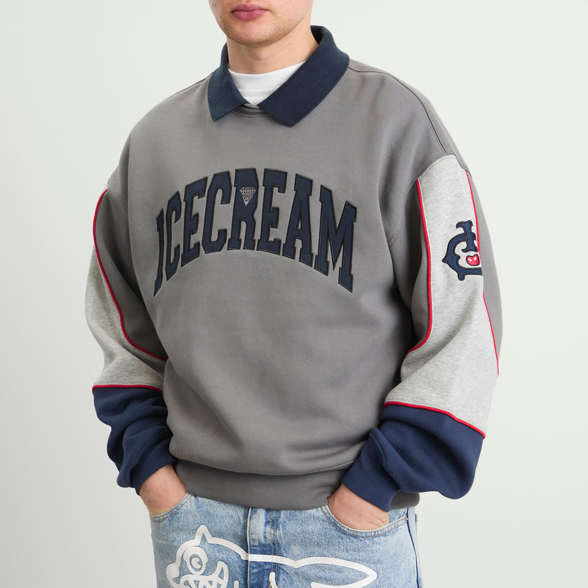 ICECREAM Collared Warm-Up Sweatshirt