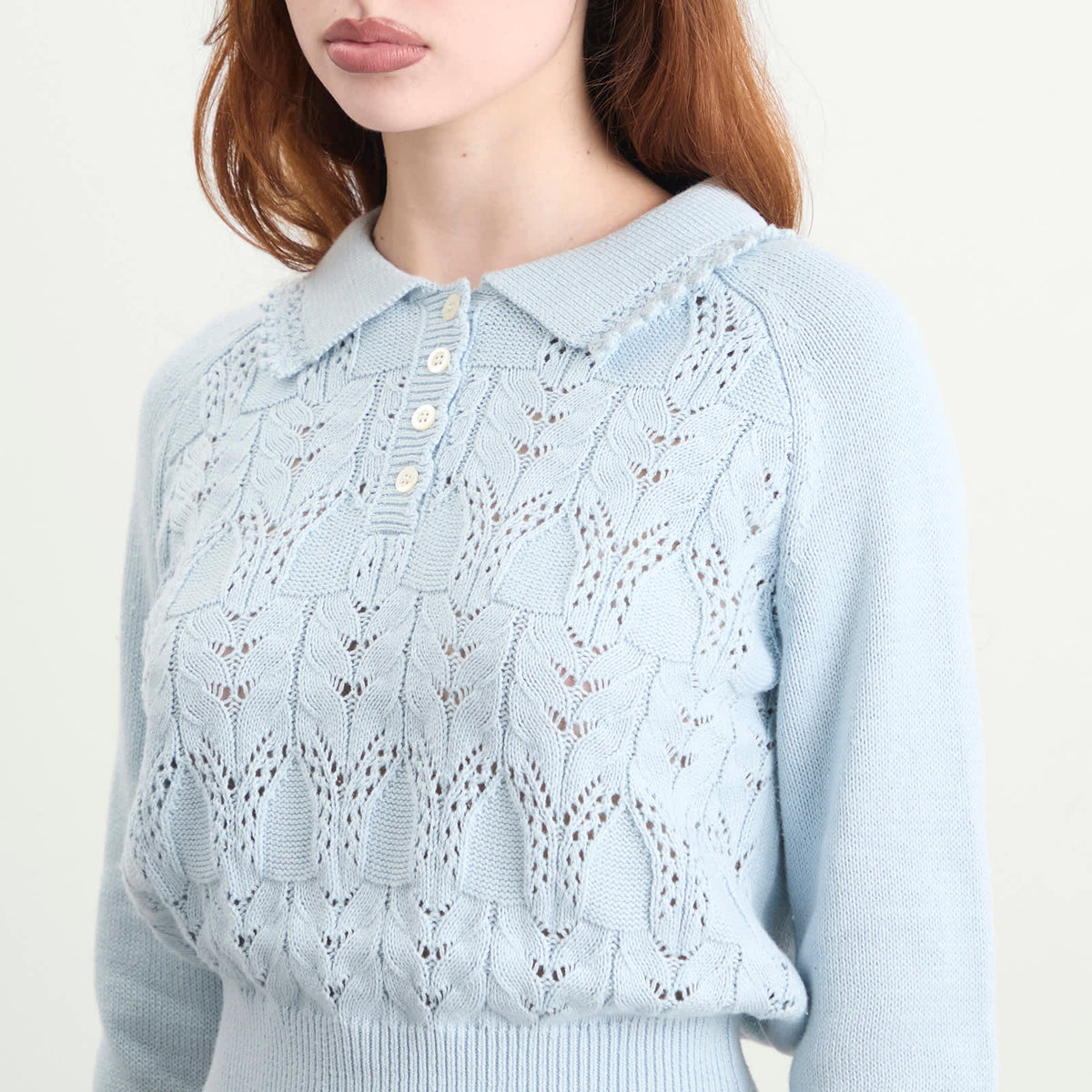 My Mum Made It Buttoned Lace Knit Pullover