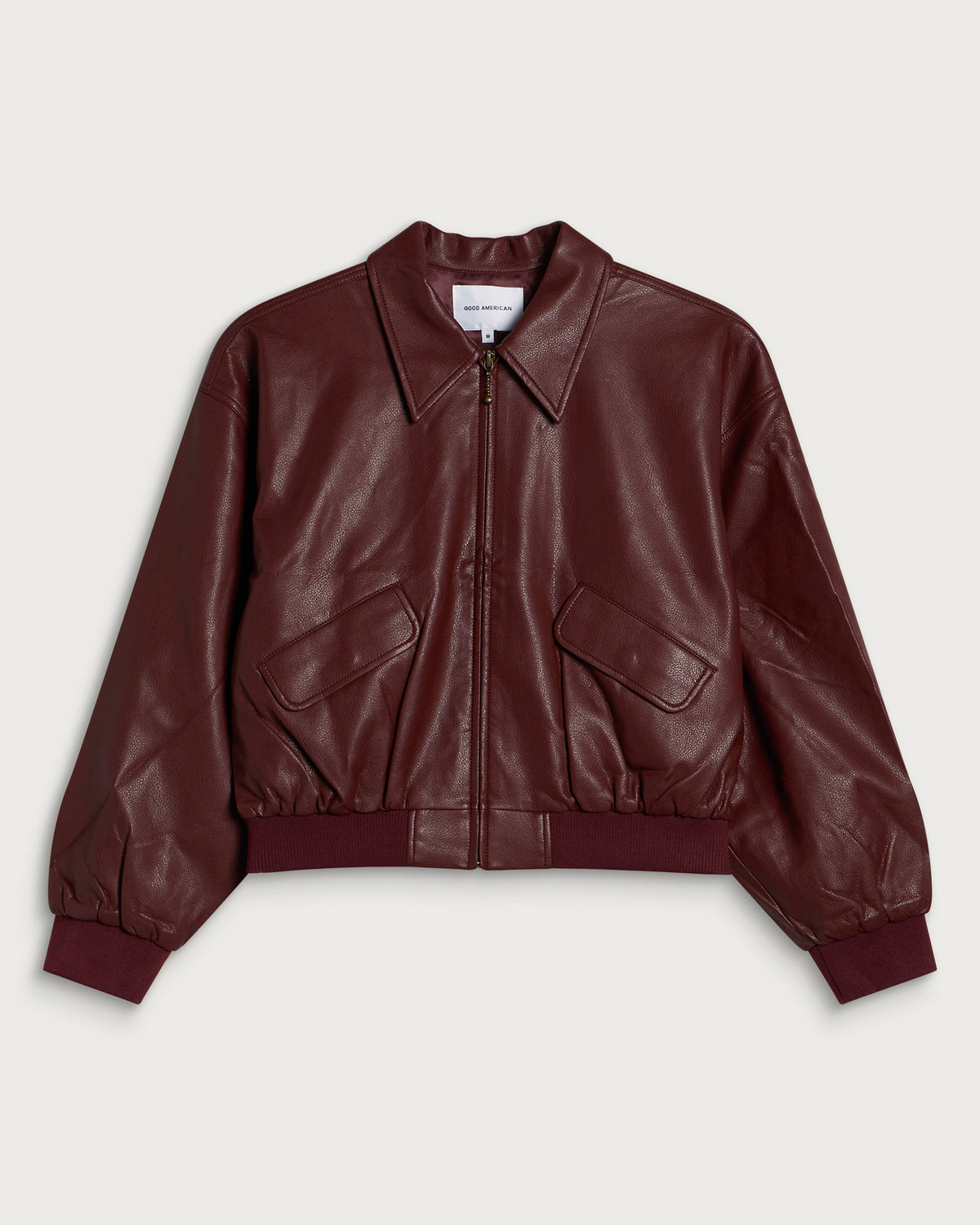 Good American Leather Cropped Bomber Jacket