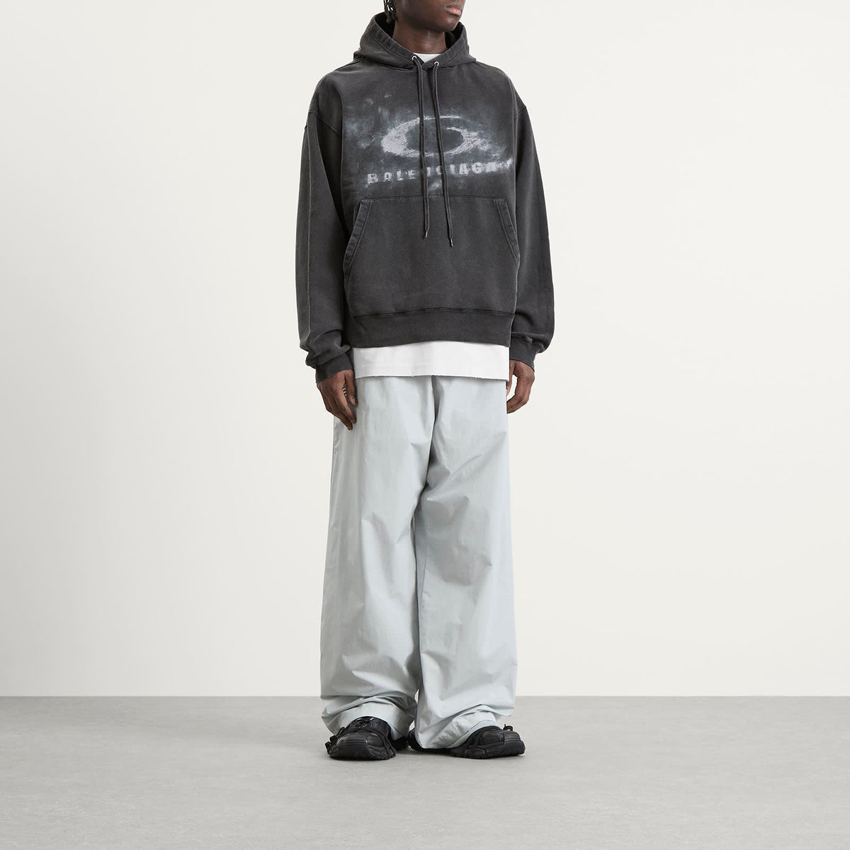 Balenciaga Washed Crayon Logo Oversized Hoodie