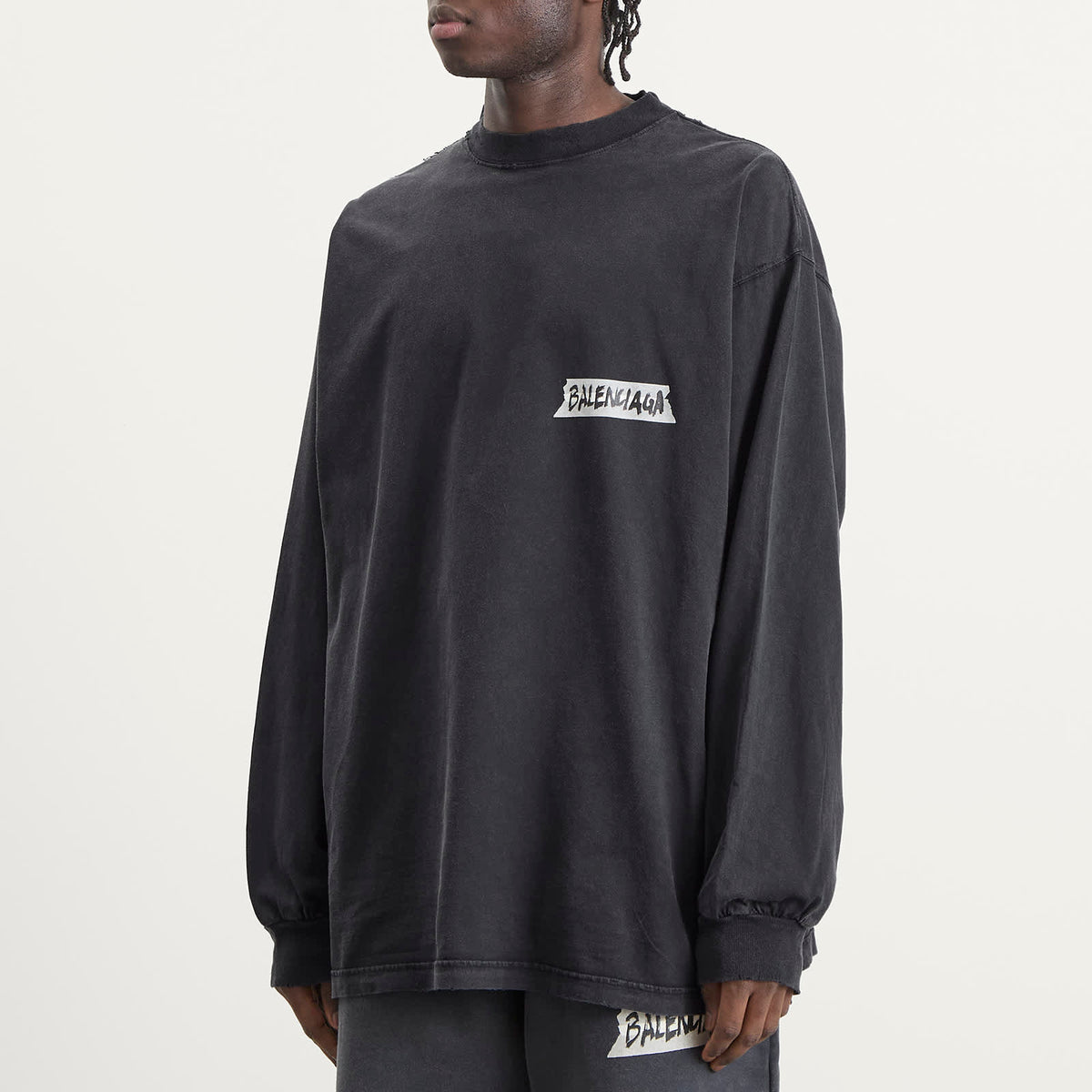 Balenciaga Masking Tape Jersey Oversized Long Sleeve Top