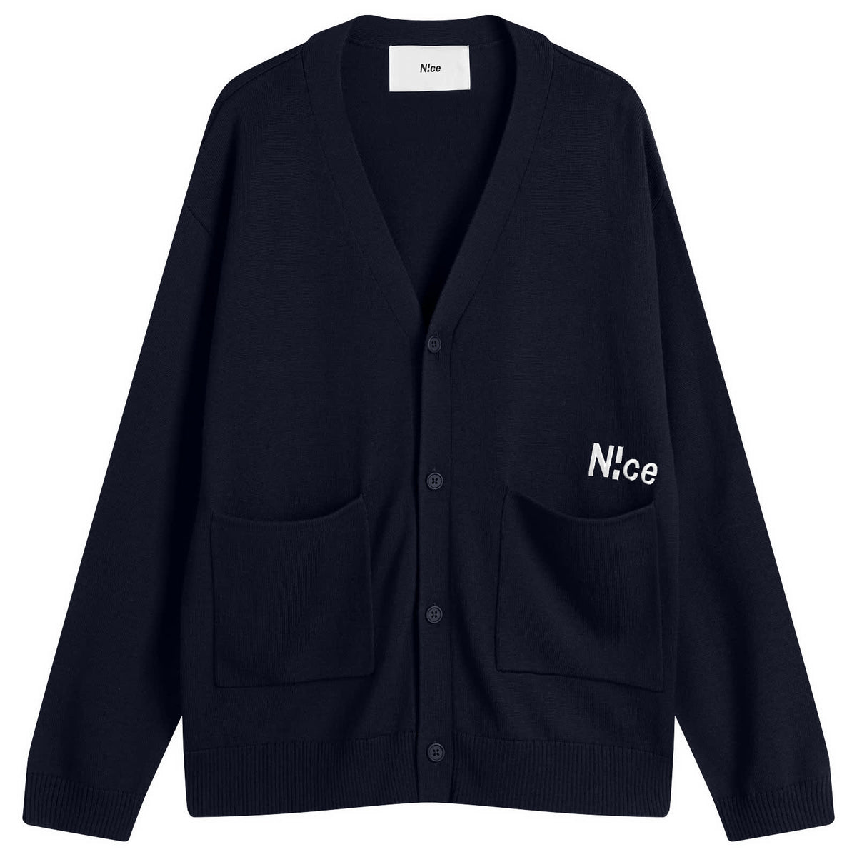 N!ce Embroidered Logo Knit Cardigan