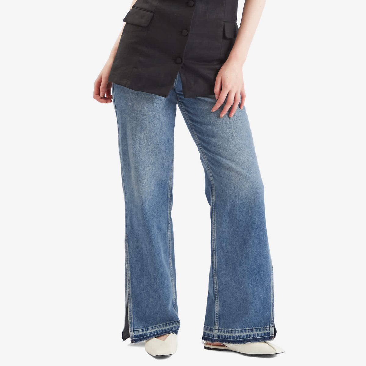 STEL Split Hem Relaxed Denim Jeans