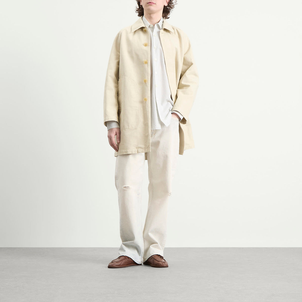 Auralee Garment-Dyed Cotton Heavy Twill Short Coat