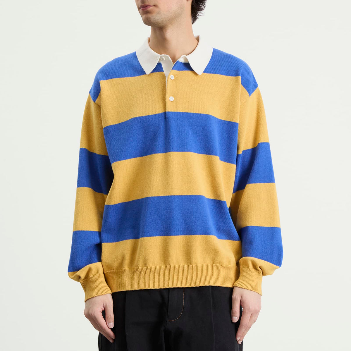 BEAMS 7 Gauge Stripe Knit Rugby Shirt