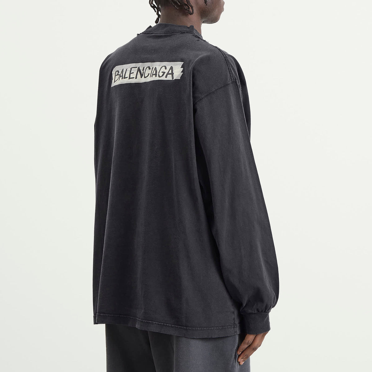 Balenciaga Masking Tape Jersey Oversized Long Sleeve Top