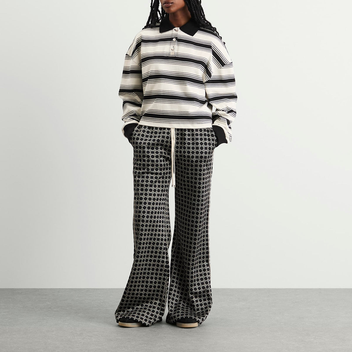 AMIRI MA Stripe Oversized Polo Top