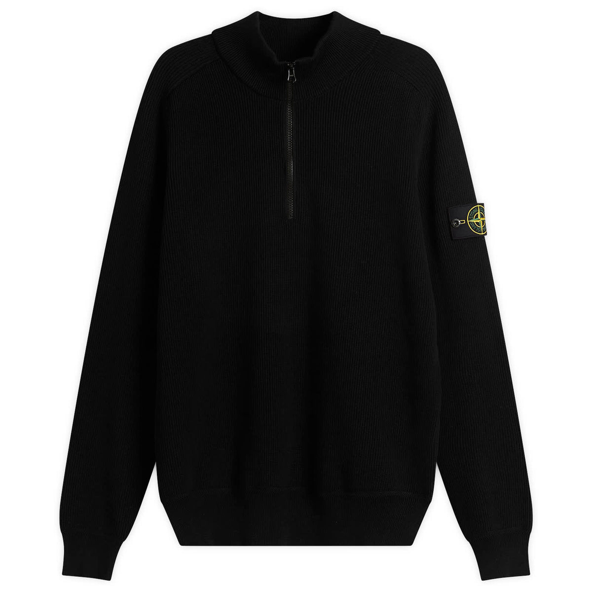 Stone Island Ribbed Soft Cotton Half Zip Knit Jumper