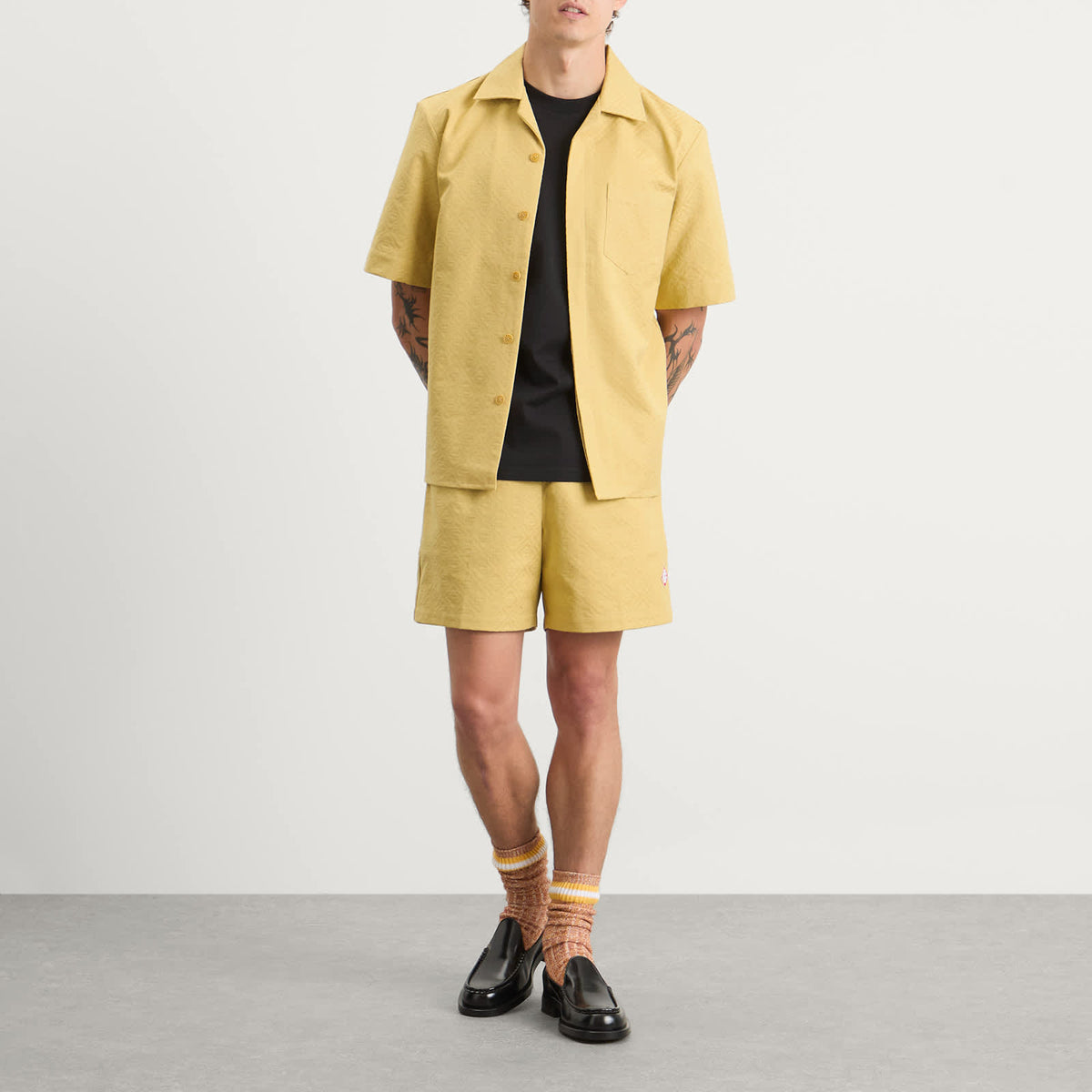 Casablanca Drawstring Cotton Jacquard Monogram Shorts