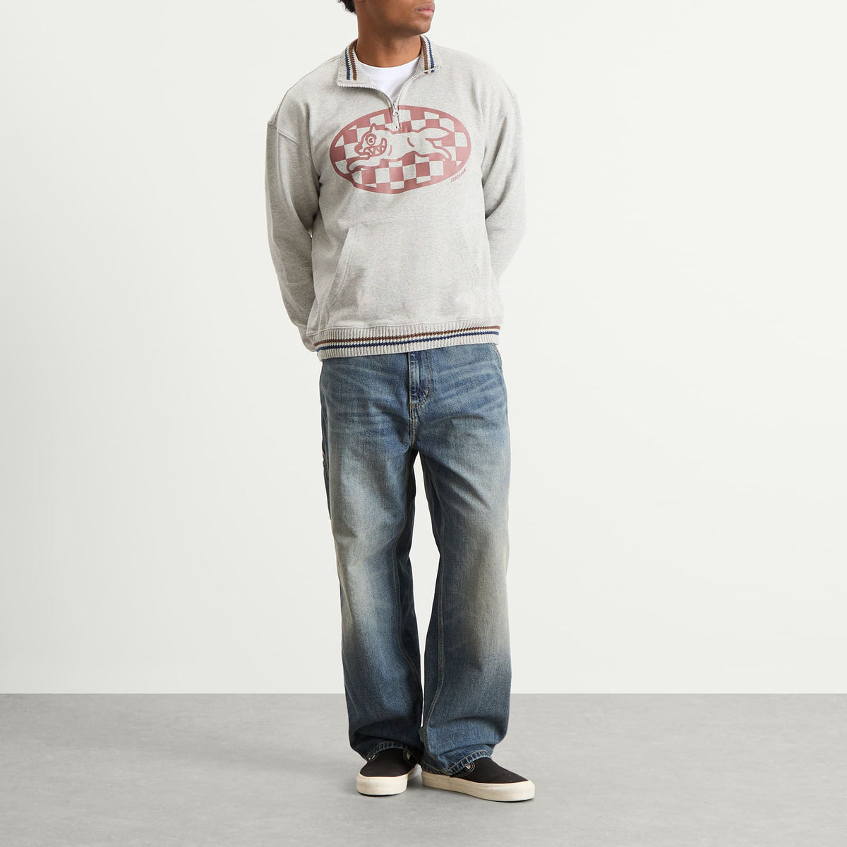 ICECREAM Checker Running Dog Quarter Zip Sweatshirt