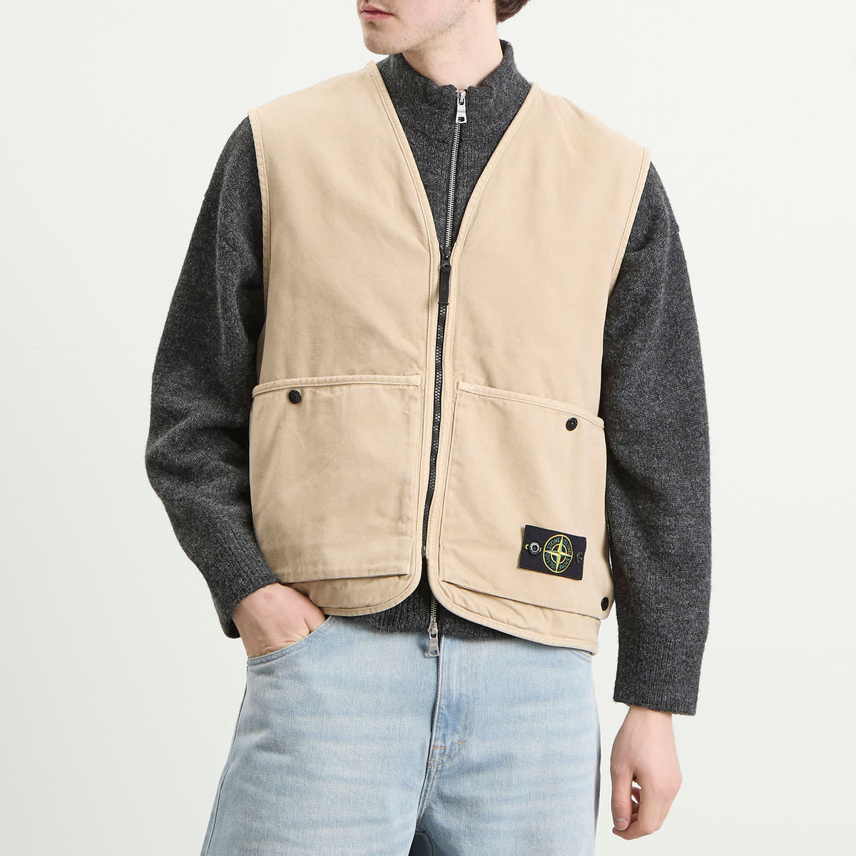 Stone Island Panama Cotton Old Effect PrimaLoft Vest