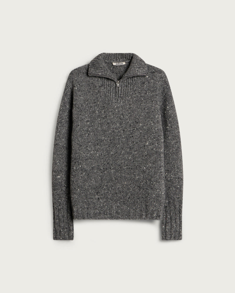 Auralee Homespun Tweed Knit Zip Jumper