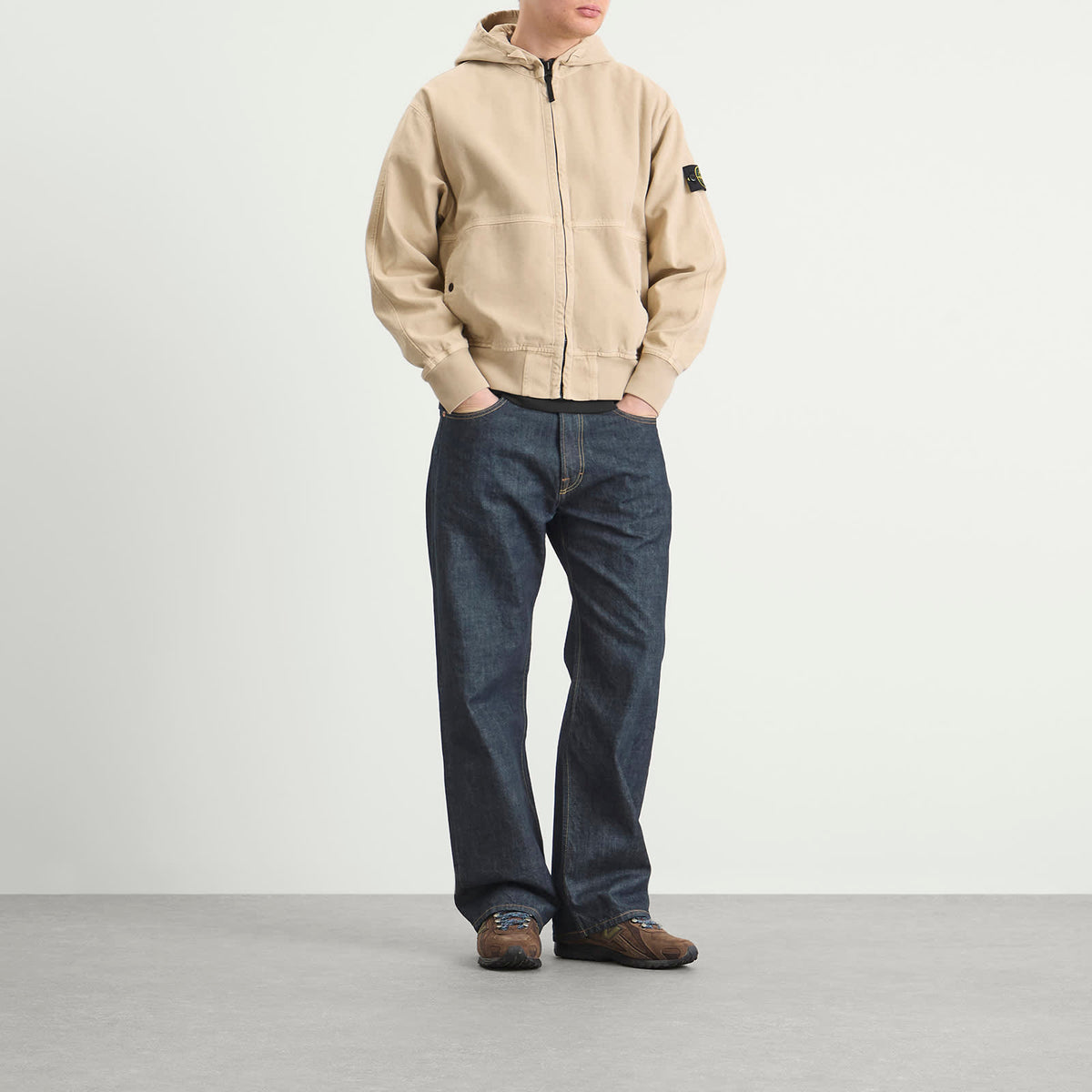 Stone Island Panama Cotton Old Effect Hooded Jacket