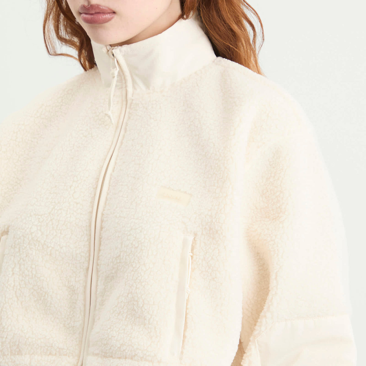 SKIMS Teddy Funnel Neck Cropped Jacket