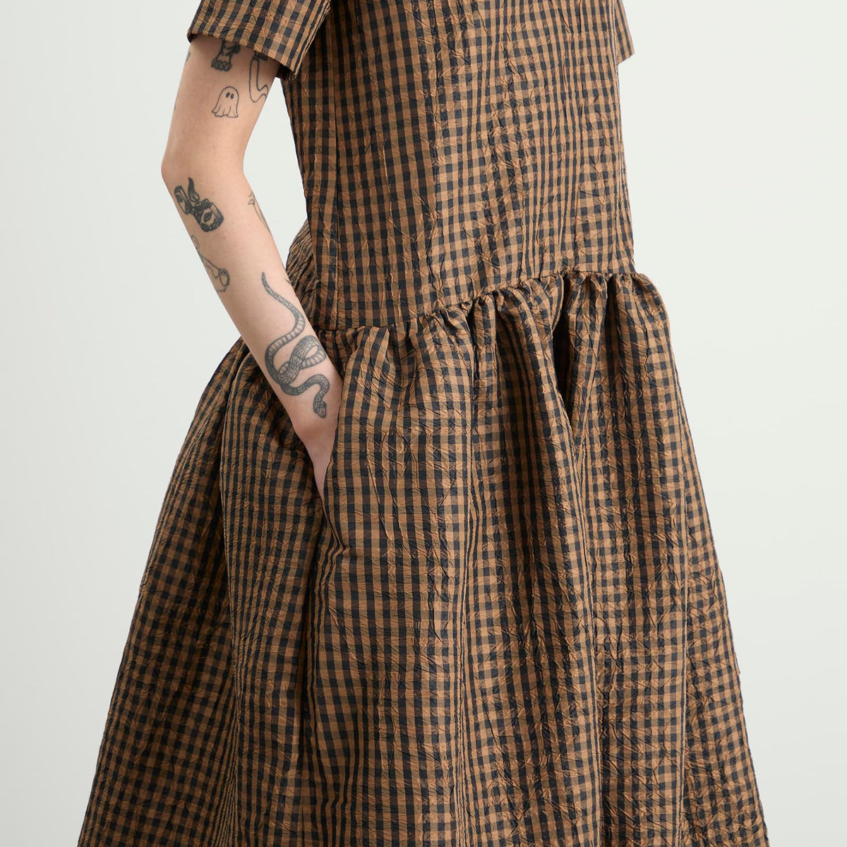 GANNI Check Long Dress