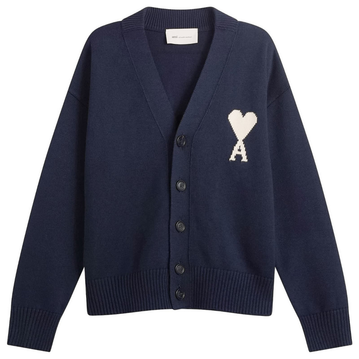 AMI Paris Cardigan With Contrasted Ami De Coeur