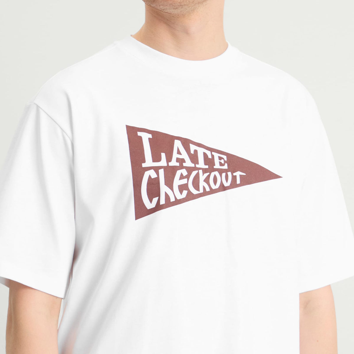 Late Checkout White Burgundy Flag Tee