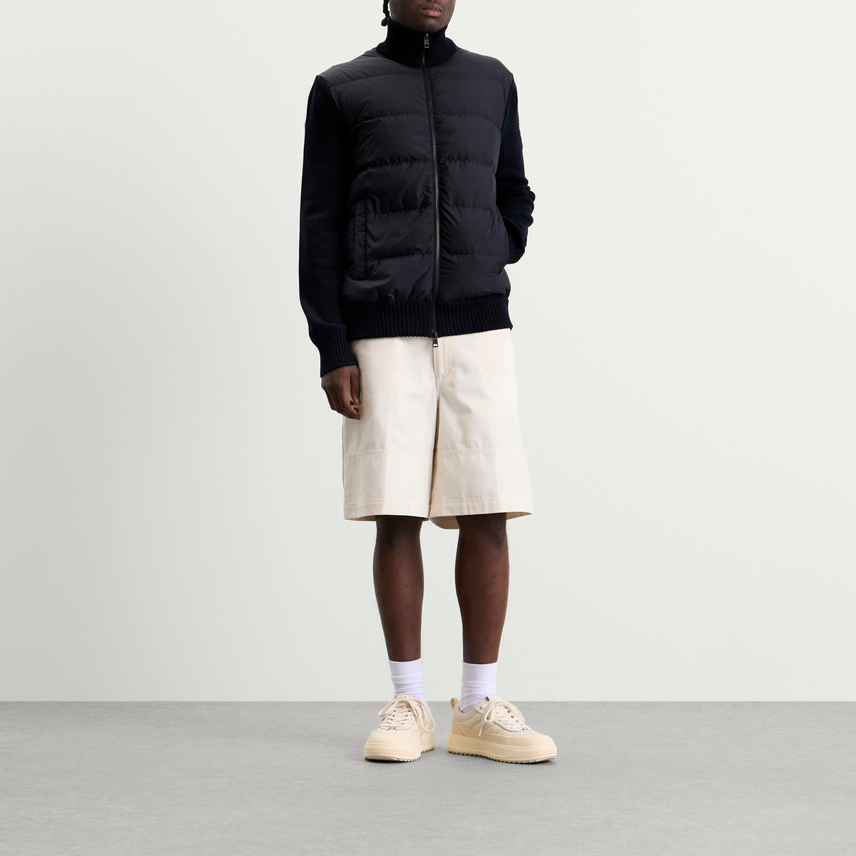 Moncler Hybrid Padded Front Wool Zip Jacket