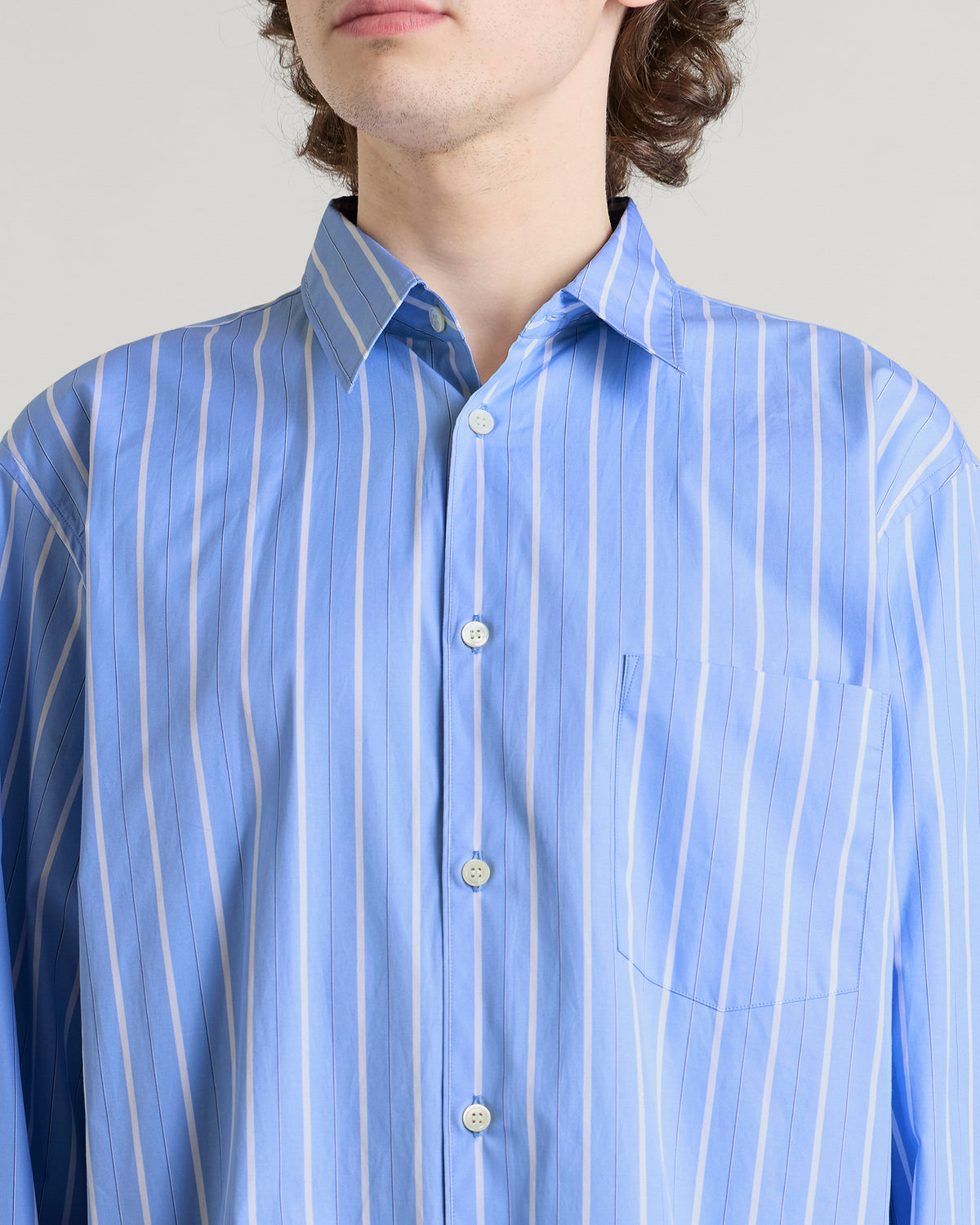 Comme des Garçons Homme Plus Stripe Shirt with Lace inlay