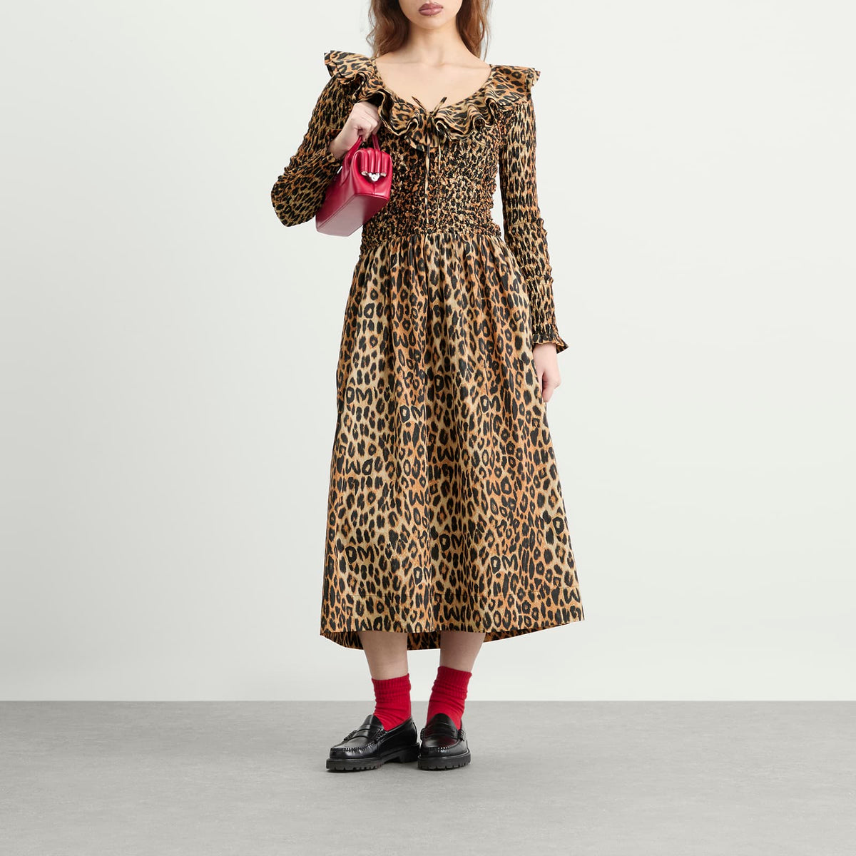 Damson Madder Harper Shirred Midi Dress