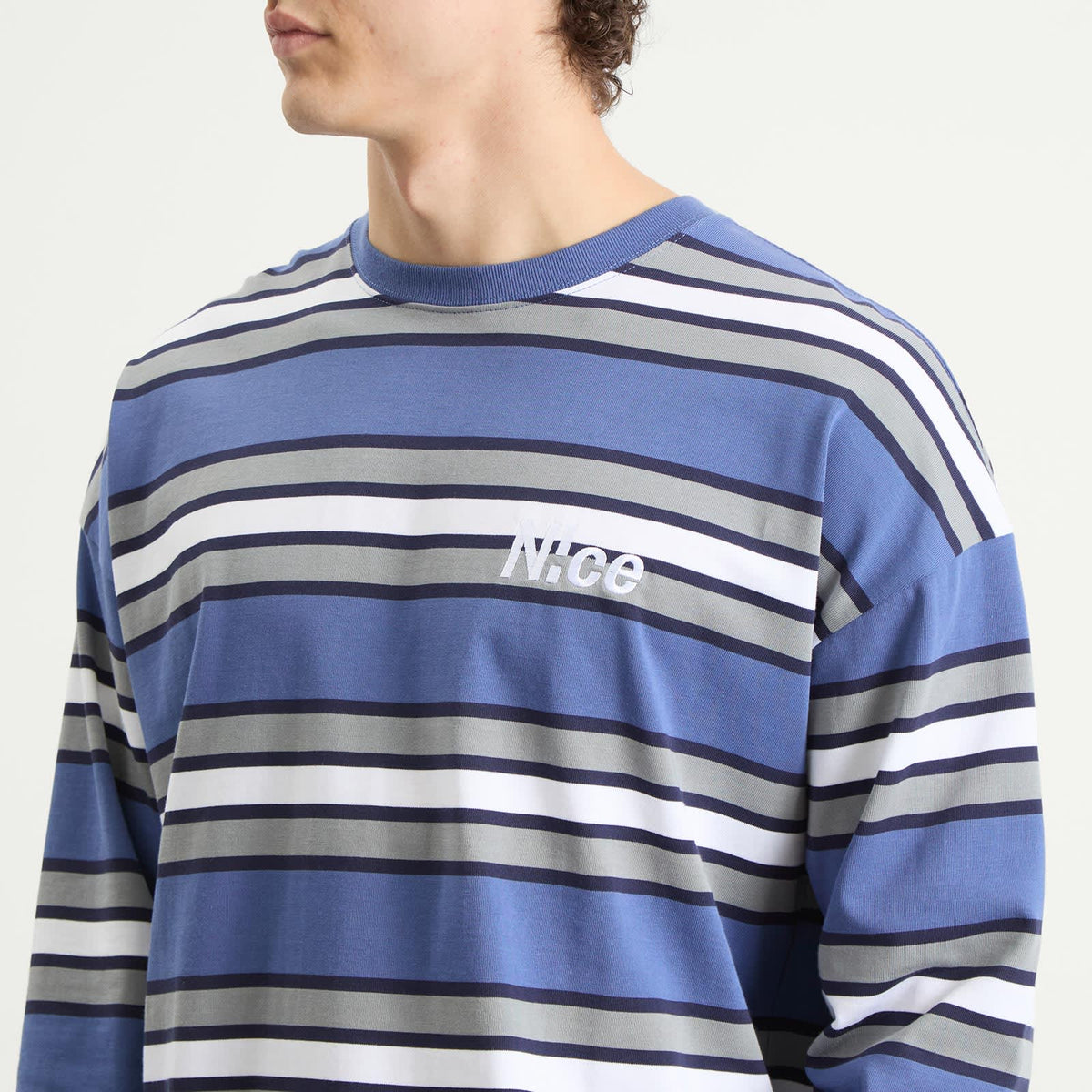 N!ce Border Stripe Long Sleeve T-Shirt