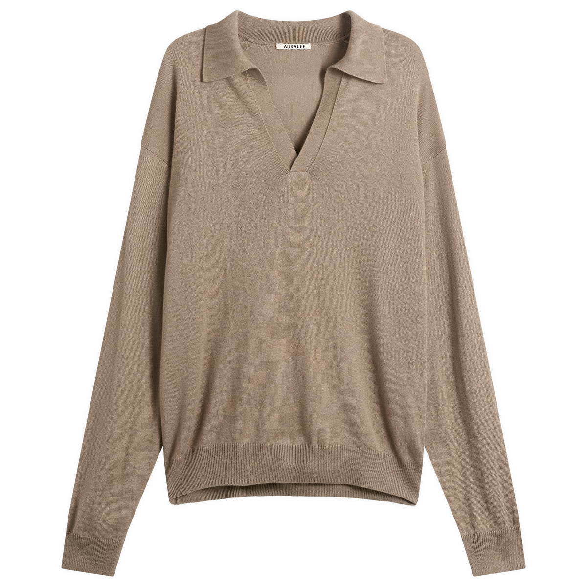 Auralee Cashmere Silk Knit Skipper Polo