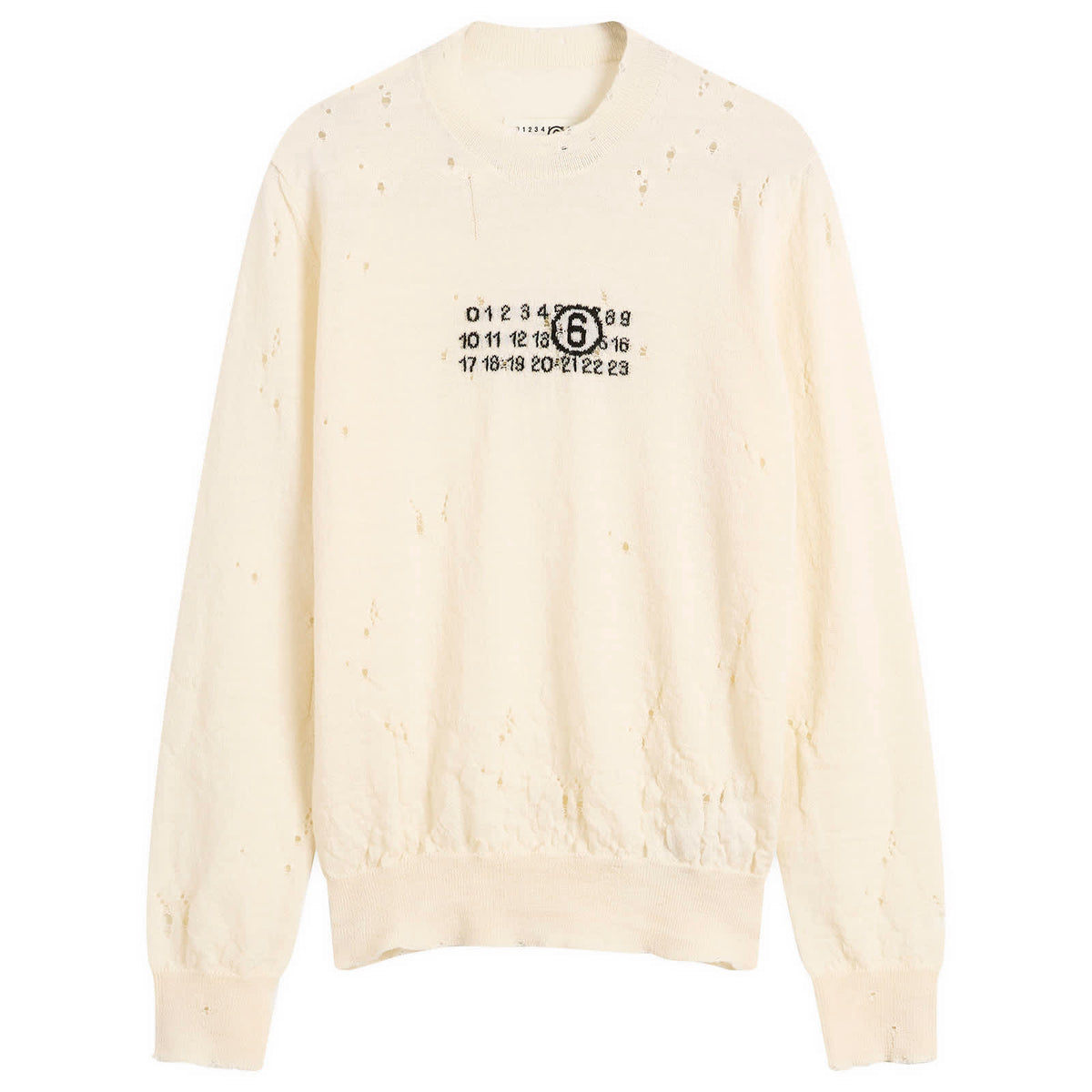 MM6 Maison Margiela Numbers Logo Distressed Knitted Jumper