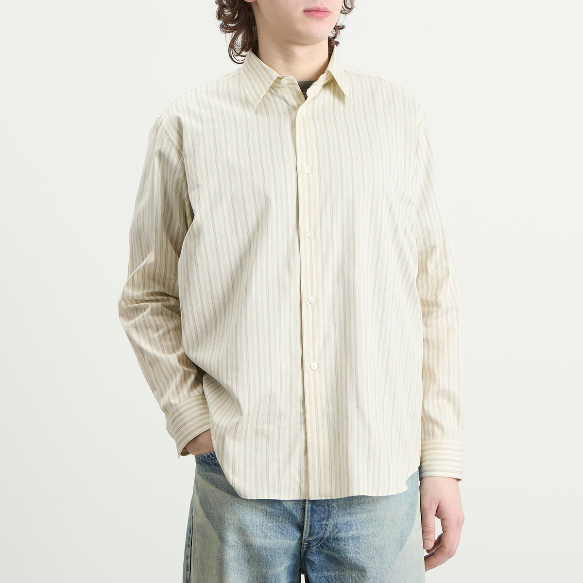 Auralee Cotton Silk Stripe Shirt