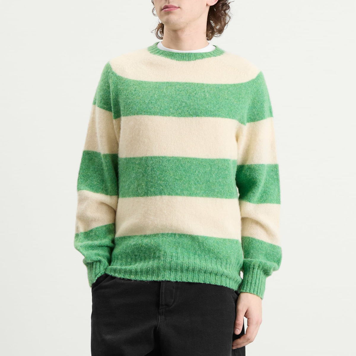 YMC Suedehead Stripe Crew Neck Jumper