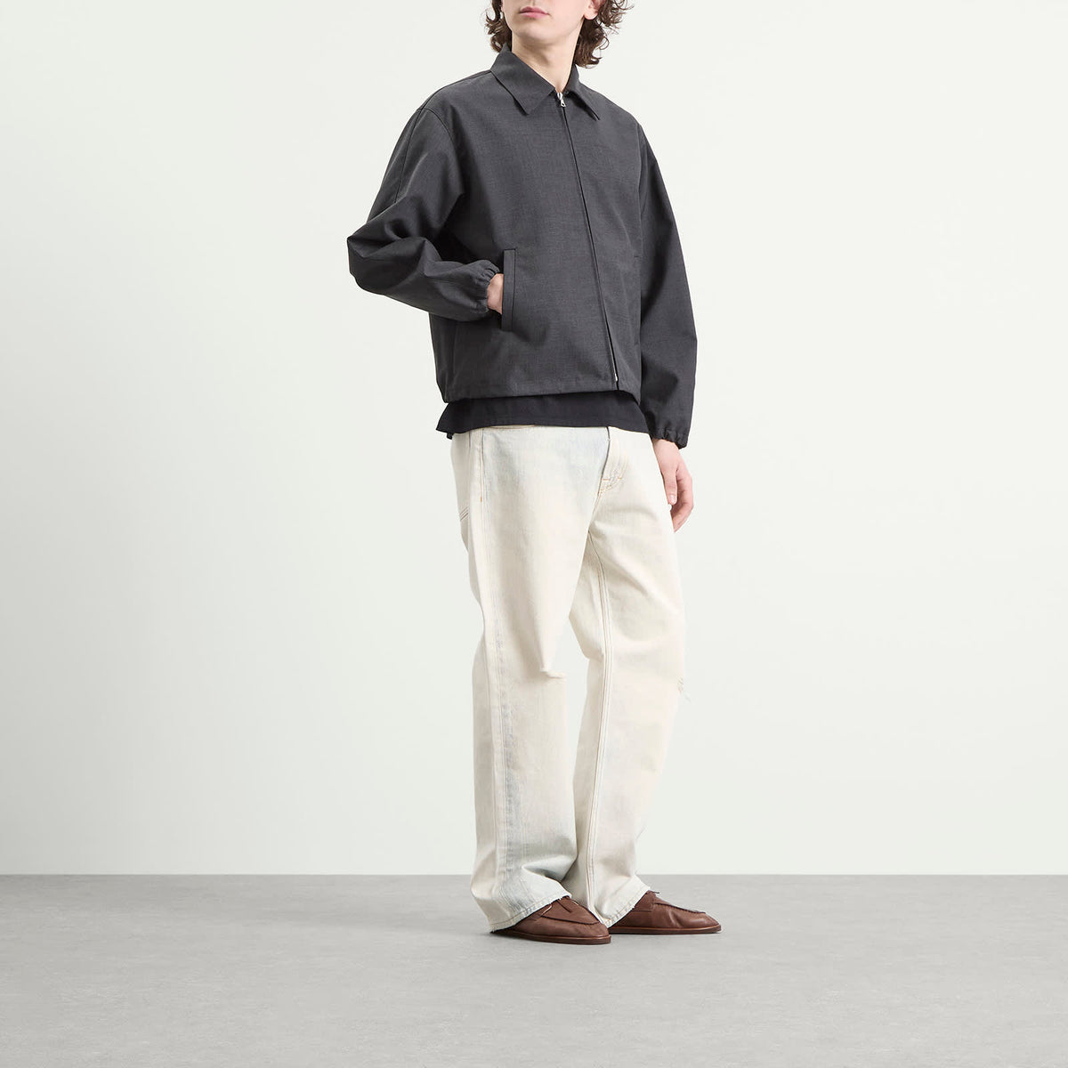 Auralee Bonded Tropical Wool Zip Blouson